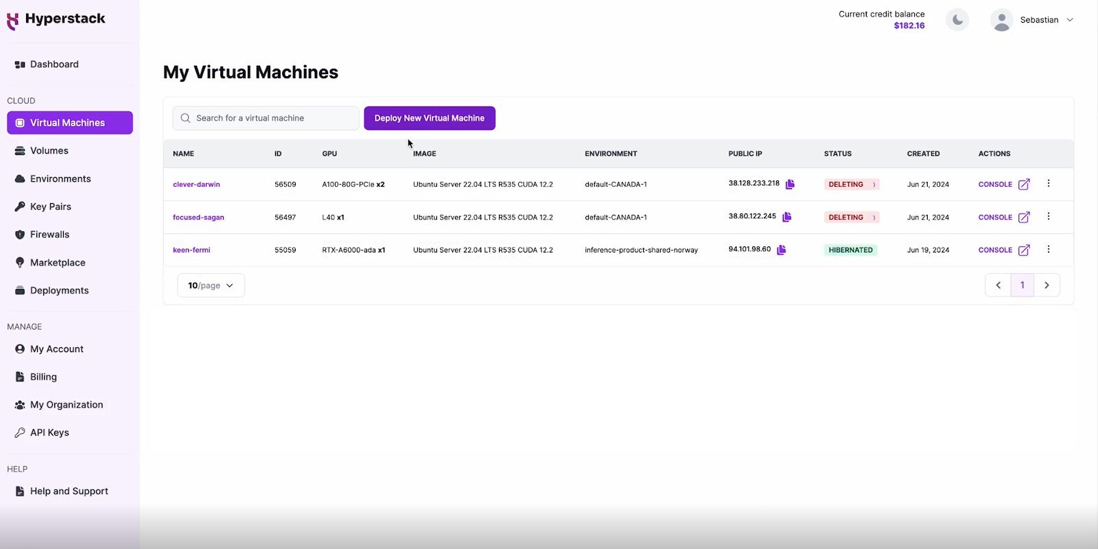 Step 2: Deploying a New Virtual Machine